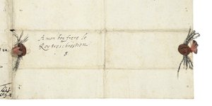 Adresblad van een brief van Elizabeth I van Engeland aan Hendrik IV van Frankrijk, ca. 1596 door Queen Elizabeth I of England and