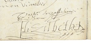 Handtekening op een brief van Elizabeth I van Engeland aan Hendrik IV van Frankrijk, ca. 1596 door Queen Elizabeth I of England and