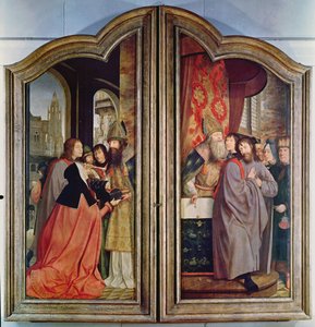 De heilige verwantschap, of het altaarstuk van St. Anna, detail van de achterkant van de centrale panelen, 1509