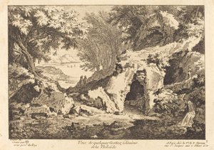 Uitzicht op enkele eenzame grotten van de Thebaïde door Quentin Pierre Chedel after François Boucher