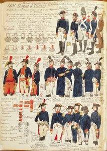 Militaire uniformen van het Koninkrijk Etrurië vanaf 1801. Kleurplaat door Cenni Quinto door Quinto Cenni