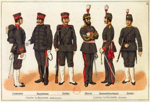 Sino-Japanse Oorlog - Uniformen van het Japanse leger, gravure, Leipzig