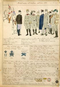 Uniform variaties van het Koninkrijk Italië, kleurenplaat door Quinto Cenni door Quinto Cenni