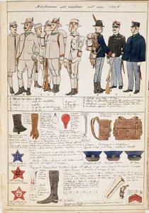 Uniformvariaties van het Koninkrijk Italië, kleurplaat door Quinto Cenni door Quinto Cenni