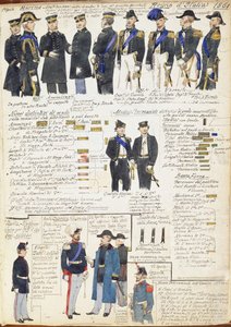 Uniformen en insignes van de marine en van verschillende strijdkrachten van het Koninkrijk Italië door Quinto Cenni, kleurenplaat door Quinto Cenni