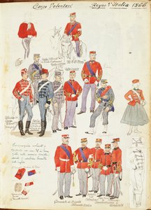 Uniformen van het Vrijwilligerskorps van het Koninkrijk Italië door Quinto Cenni, kleurenplaat