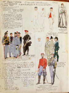 Uniformen van het leger van Zuid-Italië van de voorlopige regering door Quinto Cenni, kleurplaat door Quinto Cenni