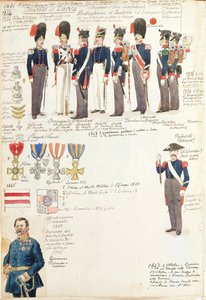 Verschillende uniformen van het Hertogdom Lucca door Quinto Cenni, kleurenplaat door Quinto Cenni