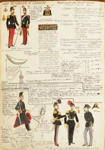 Verschillende uniformen van Groothertogdom Toscane door Quinto Cenni, kleurplaat door Quinto Cenni