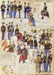 Verschillende uniformen van Groothertogdom Toscane door Quinto Cenni, kleurplaat door Quinto Cenni