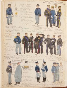 Verschillende uniformen van het Koninkrijk Italië door Quinto Cenni, kleurplaat door Quinto Cenni