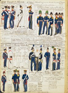 Verschillende uniformen van het Hertogdom Parma door Quinto Cenni