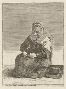 Oude vrouw met een rozenkrans door Quirin Boel (attributed to)