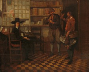 De huur van de pachtboer door Quiringh Gerritsz. van Brekelenkam (attributed to)