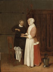 Een vrouw die haar handen wast, 1662 door Quiringh Van Brekelenkam