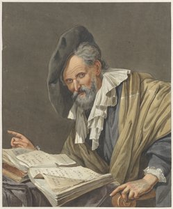 Man met baret en een boek door R.M. Pruysenaar