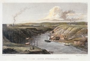De Wear boven Sunderland Iron Bridge, ca. 1829 door R Francis