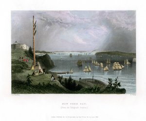 New York Bay gezien vanaf het telegraafstation, VS, 1838 door R. Wallis