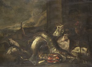 Stilleven met Vis door R. van Burgh