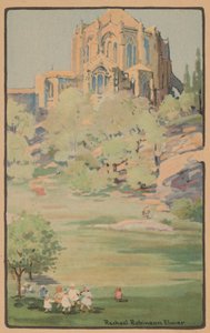 De kathedraal van St. John the Divine vanuit Morningside Park