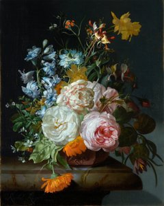 Bloemen in een Terracotta Vaas door Rachel Ruysch