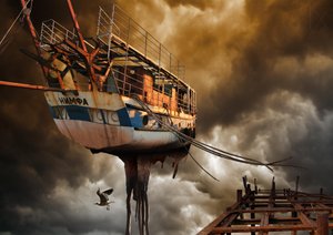Dramatisch vliegend schip door Radoslav Penchev