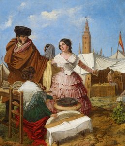 Verkering bij een ringvormige gebakskraam op de Seville Fair door Rafael Benjumea