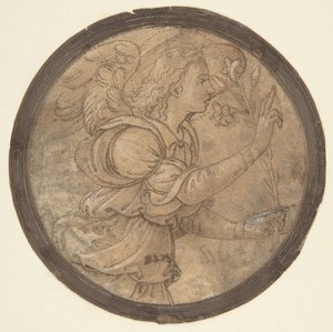 De Engel van de Aankondiging (cartoon voor een borduurwerk) door Raffaellino del Garbo