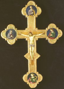 Processiekruis met Franciscaanse heiligen (recto) door Raffaello
