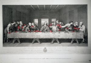 Gravure gemaakt ter gelegenheid van het 5e eeuwfeest van het Laatste Avondmaal door Leonardo da Vinci in Santa Maria delle Grazie, Milaan door Raffaello Sanzio Morghen