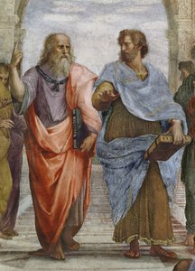 Aristoteles en Plato: detail van De School van Athene, 1510-11 (detail)