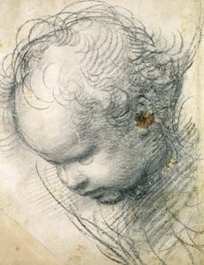 Hoofd van een cherubijn door Raffaello Sanzio Raphael