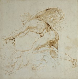 Hercules overwint een Leeuw door Raffaello Sanzio Raphael