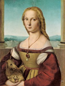 Portret van een jonge dame met een eenhoorn, 1505-1506 door Raffaello Sanzio Raphael