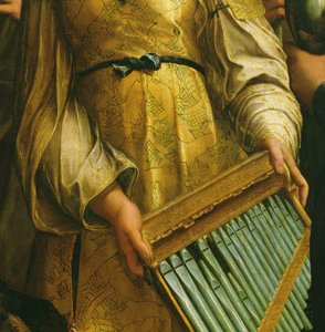 St. Cecilia omringd door St. Paulus, St. Johannes de Evangelist, St. Augustinus en Maria Magdalena, ca. 1513 (detail) door Raffaello Sanzio Raphael