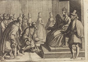Margaretha van Oostenrijk Geeft Audiëntie aan een Edelman [verso] door Raffaello Schiaminossi