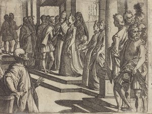 De verloving van Margaretha van Oostenrijk met Filips III, koning van Spanje [verso] door Raffaello Schiaminossi