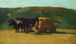 Zwarte ossen trekken wagen door Raffaello Sernesi
