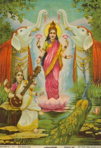 Lakshmi Saraswati Sanyog, door Raja Ravi Varma