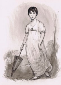 De jonge Jane Austen (potlood en aquarel)