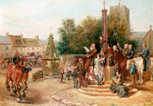 Het uitroepen van Stagshaw Fair in Corbridge