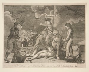 De dood van kapitein James Lawrence aan boord van de Chesapeake, 1 juni 1813 door Ralph Rawdon