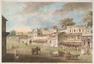 Zicht op een kant van de hoofdstraat in de Indiase stad Patna door Ram Sita