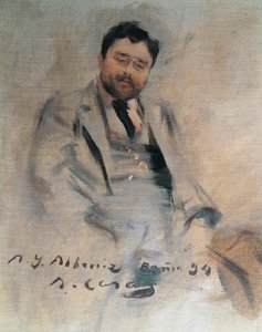 Portret van de Spaanse pianist en componist Isaac Albeniz (Camprodon)