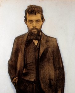 Portret van Amadeo Vives, componist door Ramon Casas i Carbo