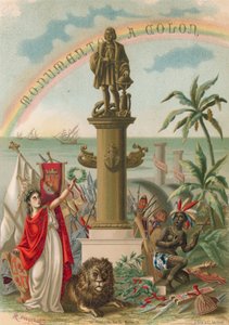Frontispice van boek over Columbus door Ramon Puiggari