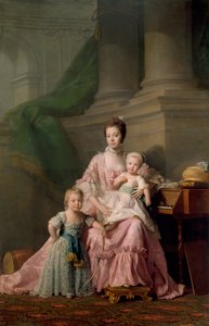 Koningin Charlotte 1744-1818, met haar twee oudste zonen, 1769