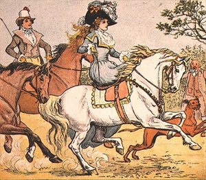 Een Dame op een Wit Paard van Ride a Cock Horse to Banbury Cross