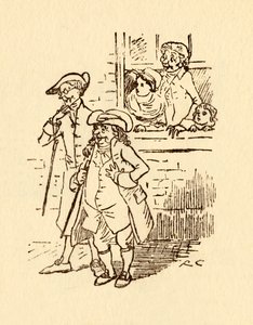 Omstanders Kijken toe terwijl John Gilpin Voorbij Galoppeert door Randolph Caldecott