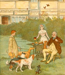 De boerenjongen met de honden van zijn meester, ca. 1881 door Randolph Caldecott
